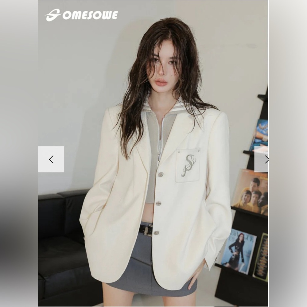 SOMESOWE EMBROIDERED FAKE TWO PIECE SAILOR SUIT